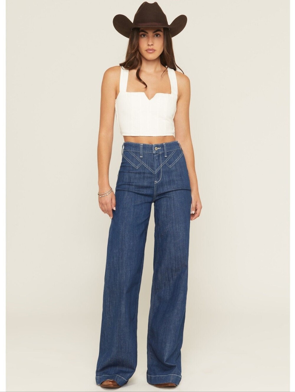 NWT Ariat Westie Yoke Ultra High Rise Wide Leg Stretch Jeans 29R